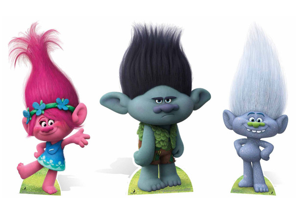 Trolls Cardboard Cutout Triple Pack with Poppy, Branch and Guy Diamond