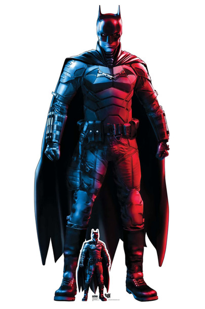 Figura de cartón de tamaño natural Batman , estilo rojo y azul de Robert Pattinson.