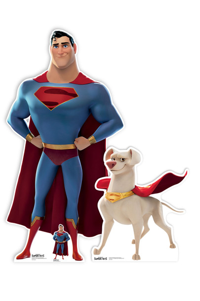Superman und Krypto aus DC League of Super-Pets, offizielles Pappaufsteller-Doppelpack