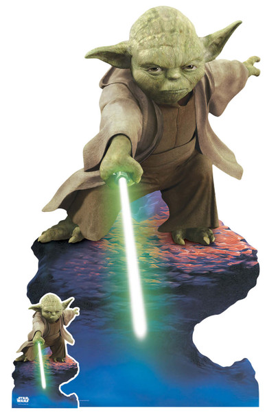 Yoda con sable de luz Recorte de cartón de tamaño natural Standee oficial Star Wars