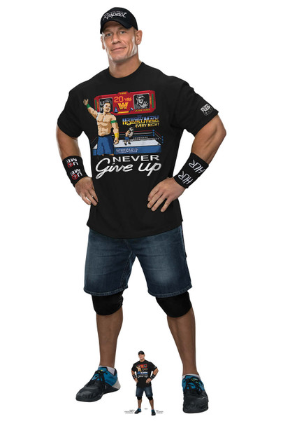 John Cena Black T-Shirt Lifesize Cardboard Cutout Official WWE Standup