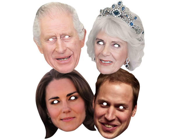 King Charles III Coronation 2D Card Party Masks Royal Variety 4 Pack