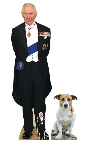 King Charles III and Jack Russell Dog Cardboard Cutouts Set of 2