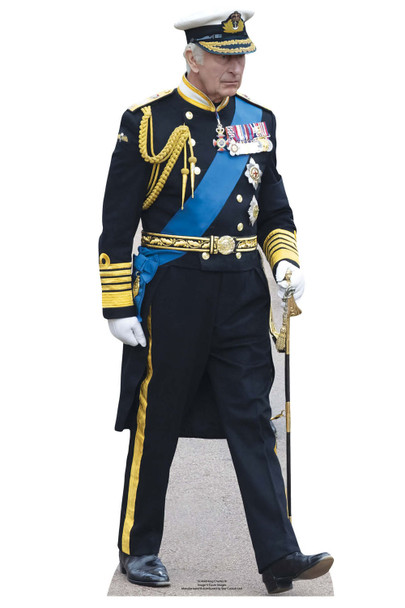 King Charles III Marching Uniform Mini Cardboard Cutout Royal Coronation Standee