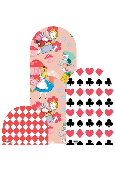 Alice im Wunderland Dreifach-Hintergrund aus Pappe, offizielle Disney Standee-Szenen