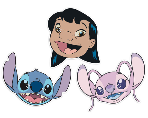 Lilo y Stitch Oficial Disney Variedad Tarjeta 2D Máscaras de Fiesta Paquete de 3
