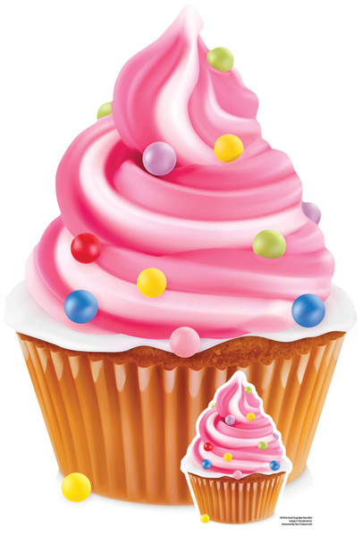 Roze cupcake swirl kartonnen uitsnede/standee/standup