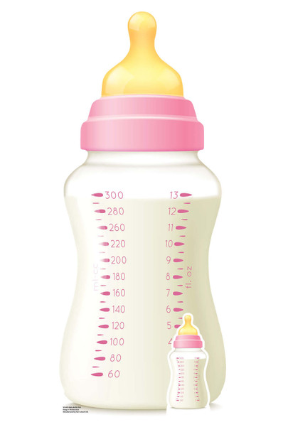 Babyflaschen-Rosa-Pappausschnitt / Aufsteller / Standup