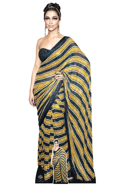 Deepika padukone sari doré découpe en carton grandeur nature / voyageur debout