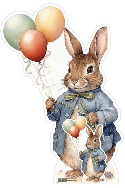 Paashaas konijn met ballonnen kartonnen uitsnede / Standee
