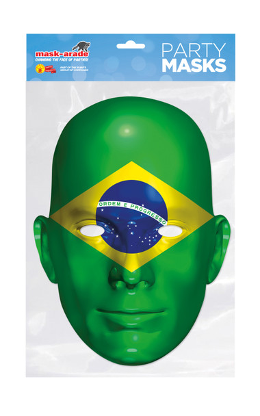 Brazil Flag Single 2D Card Party Face Mask