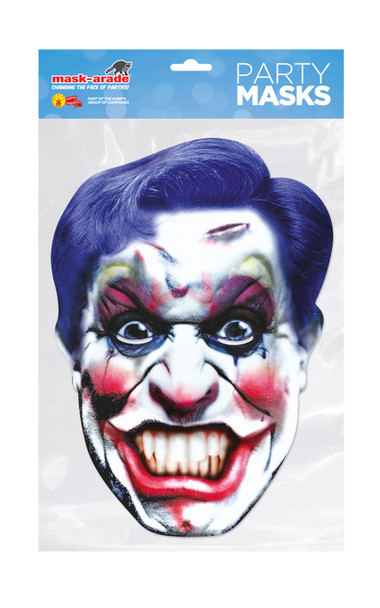 Scary Clown Single 2D Card Party Face Mask