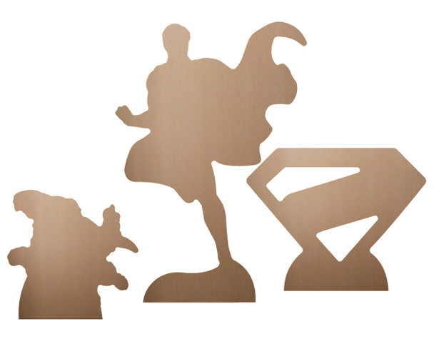 Rear of Superman and Logo Cartoon Style Shelf Top Cardboard Cutouts Pack of 3