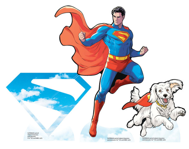 Superman and Logo Cartoon Style Shelf Top Cardboard Cutouts Pack of 3