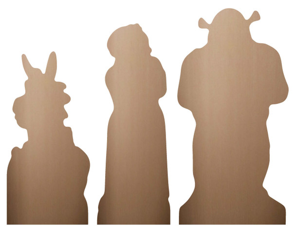 Rear of Shrek, Fiona and Donkey with Puss in Boots Table Top Cardboard Cutouts Pack of  3