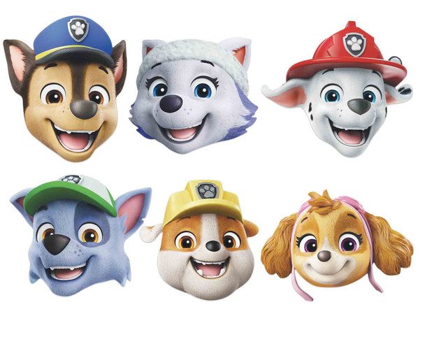Paw Patrol Variety 2D Card Party Face Masks Pack of 6