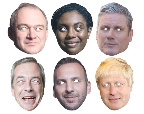 British Politicians 2026 Card Party Face Masks Pack of 6