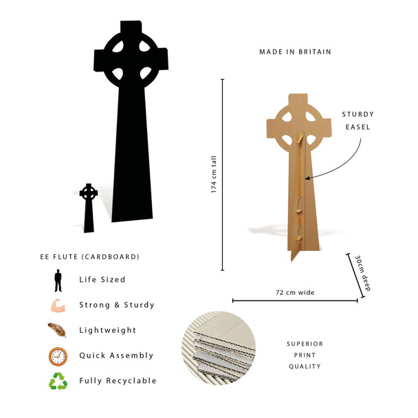 Features of Celtic Cross Black Silhouette Cardboard Cutout 