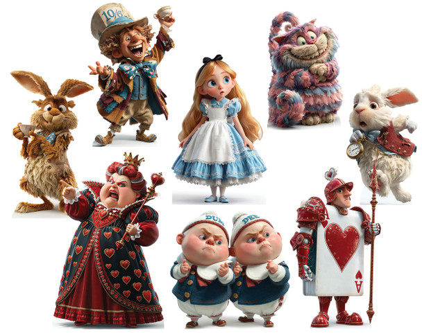 Alice's Wonderland Cardboard Cutout Collection of 8 Standees