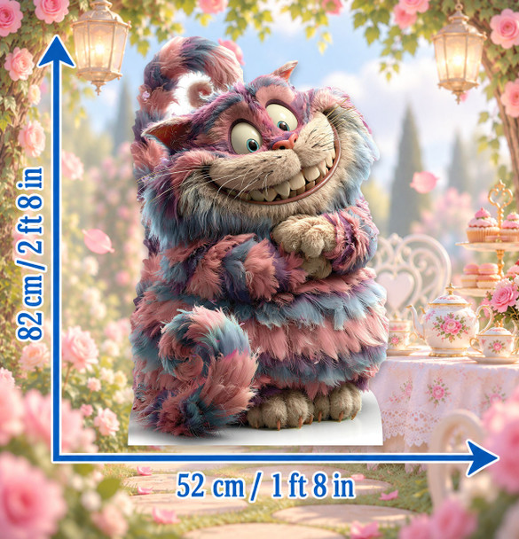 Grinning Pink Cat standee size guide