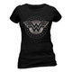 Wonder Woman Chrome Logo Ladies Fitted Black T-Shirt