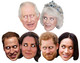 Rey Carlos III coronación de la familia real tarjeta 2D máscaras de fiesta variedad paquete de 6
