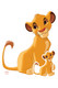 Simba sitzt aus dem Pappausschnitt / Standee „Der König der Löwen“.