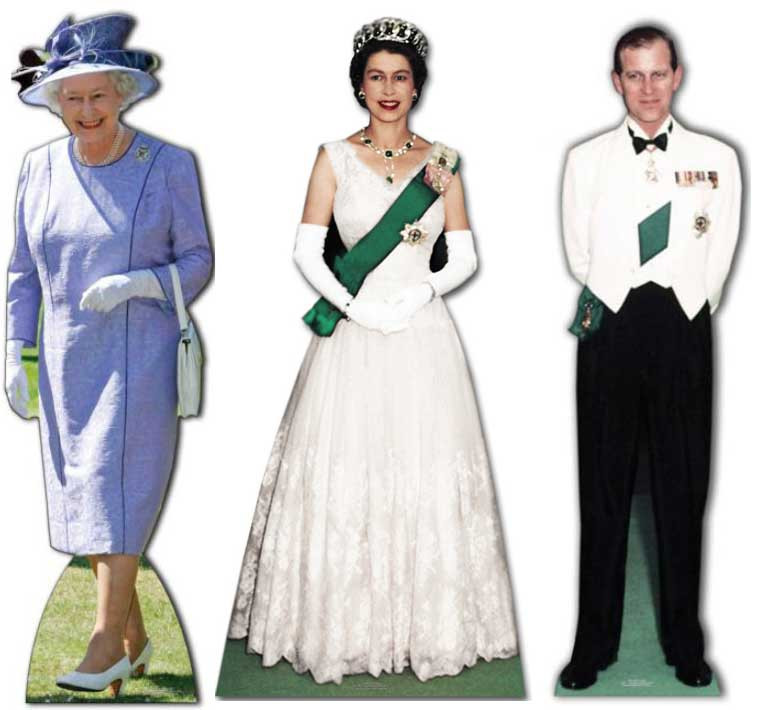 Queen Elizabeth II Lilac Dress with 2 Royal Cardboard Cutout Set
