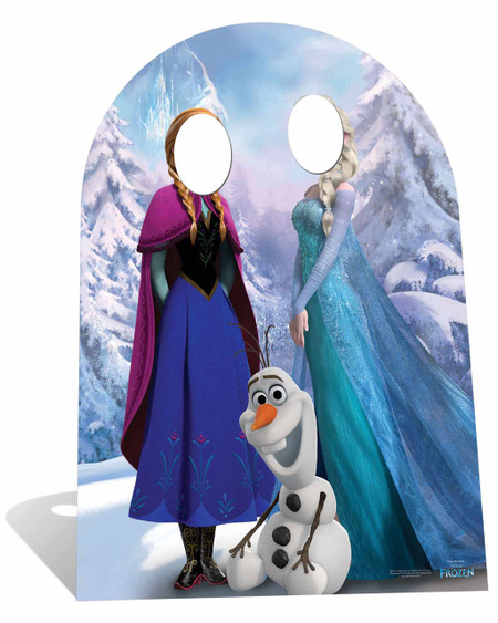 Child Size Disney Frozen Anna and Elsa with sitting Olaf Cardboard
