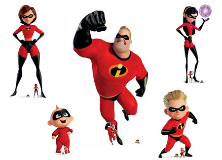 The Incredibles Family Official Disney Cardboard Cutout Set of 5