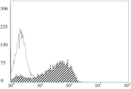 FACS analysis. Clone 5G-6-7-3 staining of feline peripheral blood mononuclear cells (PBMCs).