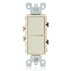 Light Almond Single-Pole Double Rocker Decora Light Switch