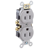 Gray 15A Commercial Grade Self-Grounding Duplex Outlet