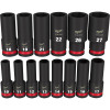 Milwaukee Tool 14PCSHOCKWAVE Impact Duty 1/2" Drive Metric Deep 6 Point Socket Set