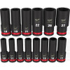Milwaukee Tool 14PCSHOCKWAVE Impact Duty 1/2" Drive Metric Deep 6 Point Socket Set