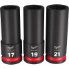 Milwaukee Tool 3PC SHOCKWAVE Impact Duty 1/2" Drive Metric Deep 6 Point Socket Set
