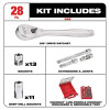 Milwaukee Tool 3/8" Drive 28pc Ratchet & Socket Set with PACKOUT Low-Profile Compact Organizer - SAE
