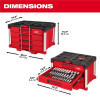 Milwaukee Tool 242 Piece 1/4 3/8 1/2 Inch Drive Metric and SAE Ratchet and Socket Set with Packout 4 Drawer Tool Box