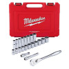 Milwaukee Tool 22 pc 1/2" Drive SAE Ratchet and Socket Set with FOUR FLAT Sides