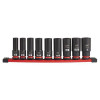 Milwaukee Tool 9PC SHOCKWAVE Impact Duty 1/2" Drive SAE Deep 6 Point Socket Set