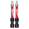 Milwaukee Tool SHOCKWAVE 2" Impact Square Recess #3 Power Bits (2 PK)
