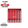 Milwaukee Tool 3/8 Inch Drive Long Ball End Hex Bit Socket Set - SAE - 8 Piece