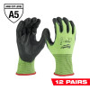 Milwaukee Tool 12 Pair High Visibility Cut Level 5 Polyurethane Dipped Gloves - S