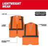Milwaukee Tool Class 2 High Visibility Orange Mesh One Pocket Safety Vest - 4X/5X