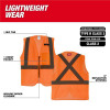 Milwaukee Tool Class 2 High Visibility Orange Mesh One Pocket Safety Vest - 4X/5X (ANSI/CSA)