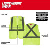 Milwaukee Tool Class 2 High Visibility Yellow Mesh One Pocket Safety Vest - 4X/5X (ANSI/CSA)