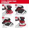 Milwaukee Tool M12 FUEL 3/16 Inch Orbit 6 Inch Lithium-Ion Brushless Cordless Random Orbital Sander Tool-Only