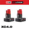 Milwaukee Tool M12 REDLITHIUM XC4.0 Battery - Two Pack