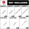 Milwaukee Tool SAWZALL Metal Cutting Bi-Metal Reciprocating Blade Set (16 Piece)