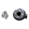 2″ No-Hub Cast Iron Side Outlet Shower Drain w/4″ Chrome-Plated Brass Square Strainer